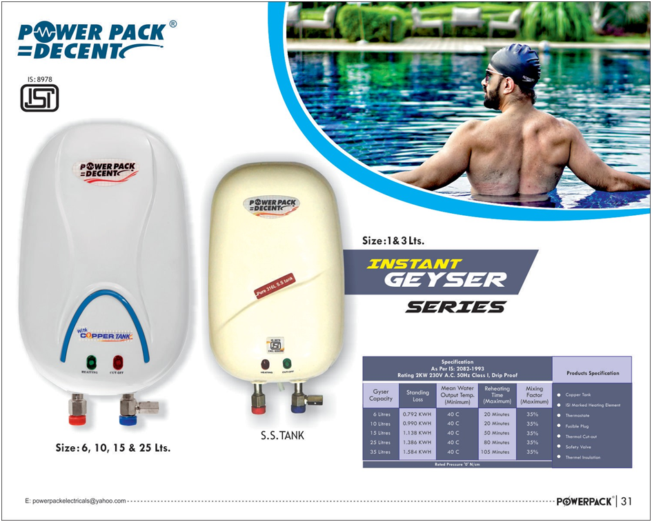 BEST ELECTRIC GEYSER SUPPLIER IN INDIA